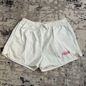 VINTAGE 1970’s Velva Sheen COCA-COLA Clothing Beach Shorts Sz XL High Rise